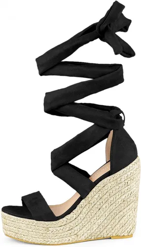 Vista 6 de Allegra K Sandalias de plataforma con cordones para mujer