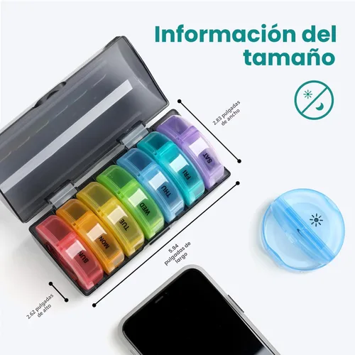 Vista 8 de Sukuos - Organizador semanal de pastillas grande, dos veces al día; pastillero diario de 7 días fácil de abrir con doble protección, estuche