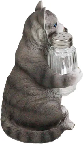 Vista 4 de Ebros Gift Gatito felino peludo de cristal para salero y pimentero, figura de 8.25 pulgadas de alto, loco para gatos, gatito, decoración de mascotas