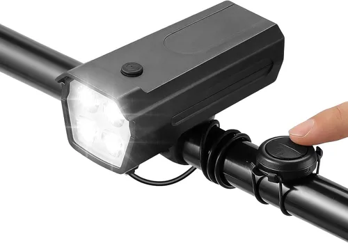Vista 7 de Qisan USB Rechargeable Bike Headlight, Waterproof Front Cycling Light with 3 Modes for Road & Mountain Biking, Night Riding Safety Light for