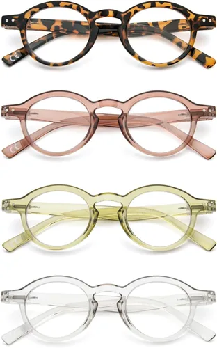 Vista 9 de 4 unidades de gafas de lectura pequeñas y redondas, cómodas, con marcos coloridos y elegantes para mujeres