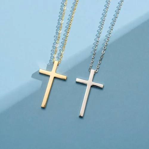 Vista 9 de Carleen Collar con colgante de cruz de crucifijo pequeño de oro blanco y amarillo de 14 quilates, joyería fina, regalo fiel del día de San Valentín