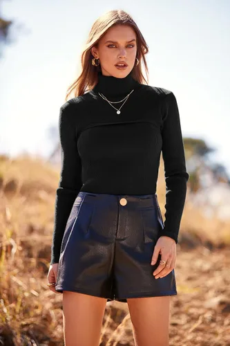 Vista 3 de PRETTYGARDEN - Suéter de punto de cuello alto para mujer, manga larga, suave, ajuste clásico