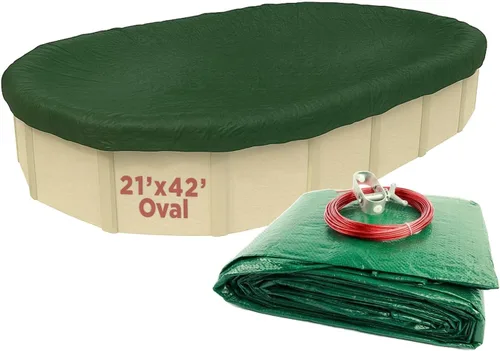 Vista 22 de Buffalo Blizzard Ripstopper - Cubierta redonda de invierno para piscina de 12 pies, cubierta verde resistente para cerrar piscinas sobre el suelo