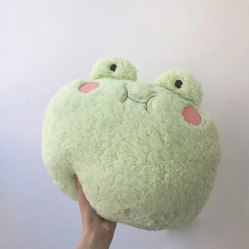 Vista 7 de Almohada de felpa de rana, adorable animal de peluche de rana (15 * 14 pulgadas), decoración de cojín para el hogar, almohada para abrazar de felpa