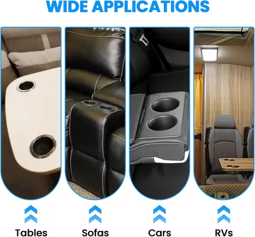 Vista 7 de SDTC Tech 2 piezas de plástico negro para portavasos para sofá, mesa reclinable, barco, automóvil, reemplazo para colocar en el asiento