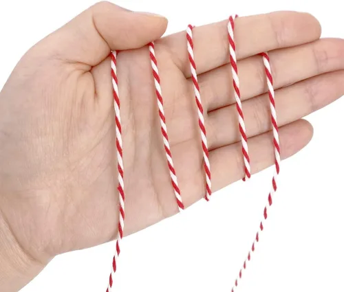 Vista 3 de Rollos de cordel de algodón para Navidad, hilo retorcido rojo y verde, juego de 2, para envolver regalos, hornear, manualidades, jardinería