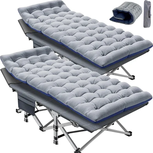 Vista 26 de Slsy Catre de camping plegable para adultos con almohadilla, catres de dormir portátiles acolchados, cama de campamento con bolsa de transporte