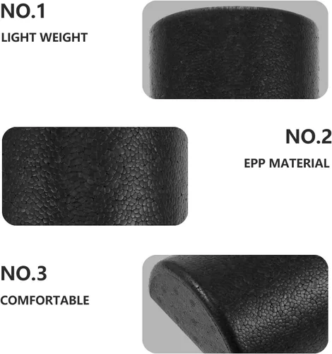 Vista 5 de Mikinona Epp - Rodillo de yoga negro para masaje muscular y rodillo de espalda y piernas para fitness, pilates, tejido profundo, liberación