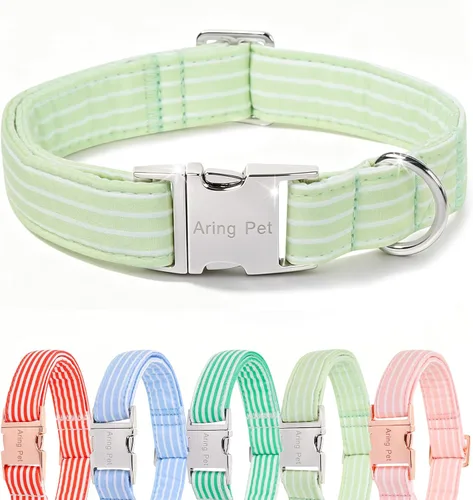 Vista 21 de Aring Pet Collar de algodón, ligero y ajustable, con hebilla de liberación rápida, para perros pequeños, medianos y grandes, para cachorros, S, Hoja