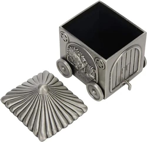 Vista 8 de Agatige Caja de dientes de tren para niños y niñas, elefante de metal, caja de recuerdo de bebé, cofre del tesoro, soporte de dientes para niños