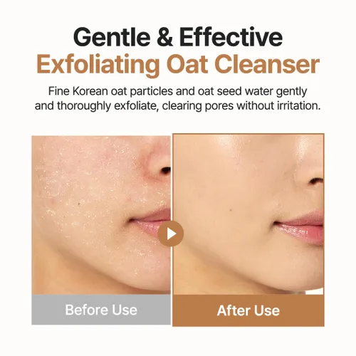 Vista 2 de Purito Limpiador facial exfoliante de avena, lavado facial diario hidratante con arcilla exfoliante suave que minimiza los poros, pantenol, agua