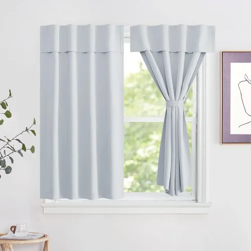 Vista 13 de NICETOWN Biscotti - Cortinas opacas para puerta francesa, color beige, 72 pulgadas de largo Cortina de ventana portátil de granja autoadhesiva