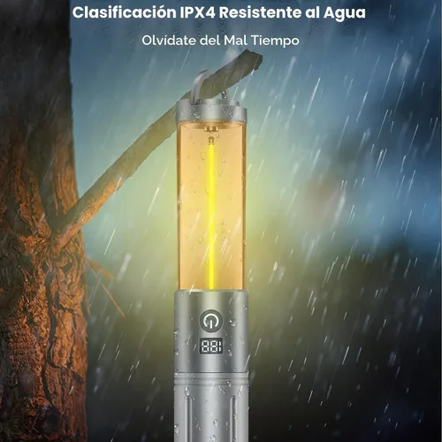 Vista 9 de Linterna LED para campamento, hasta 350 horas de luz de campamento recargable, 4 modos de linterna al aire libre con luz roja, resistente al agua