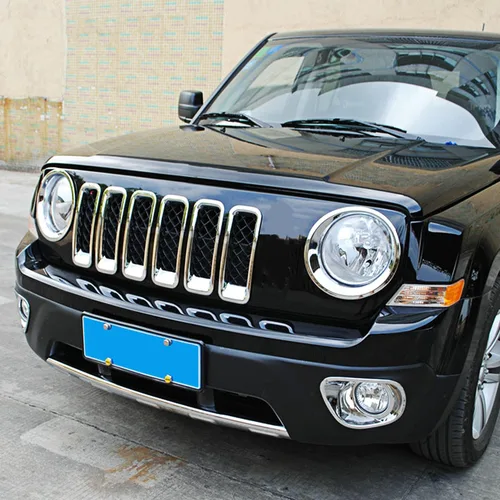 Vista 3 de Anillos de rejilla delantera para Jeep Patriot 2011-2016, kit de embellecedores de marco cromado, 7 piezas cromo b