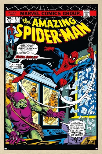 Vista 14 de Marvel Comics Spider-Man - Póster de pared Amazing Spider-Man #137, 22.4 pulgadas de largo x 14.7 pulgadas de ancho, versión enmarcada de madera