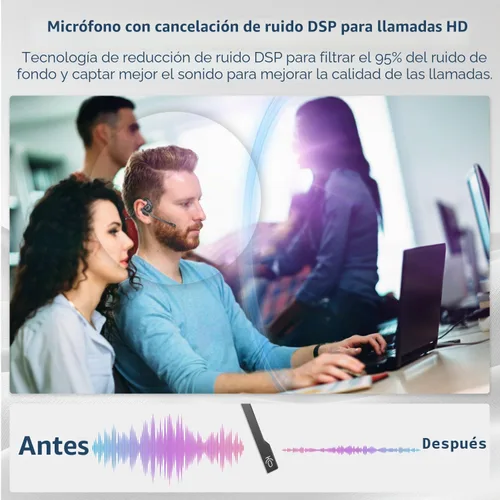 Vista 3 de BANIGIPA - Auriculares Bluetooth con micrófono extraíble