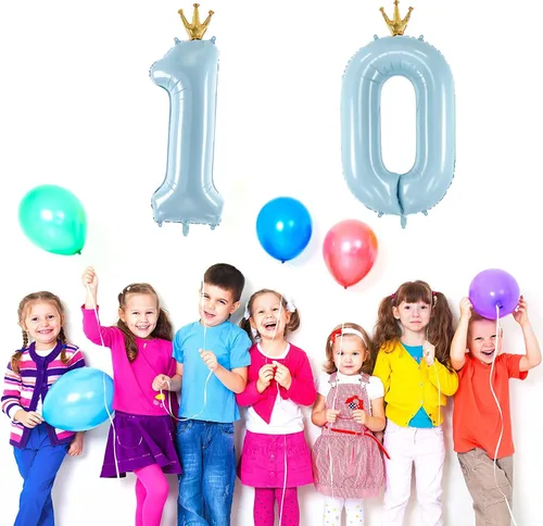 Vista 4 de Globo de número 0 de Gigloon con corona, globos de números grandes de 40 pulgadas para decoraciones de fiesta de cumpleaños, azul