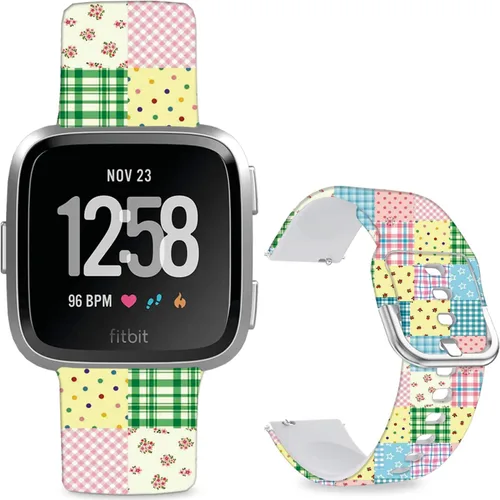 Vista 20 de Correas de reloj de silicona suave compatibles con Fitbit Versa 2/Versa/Fitbit Versa Lite/SE, correa de repuesto con bonito patrón floral de 0.98