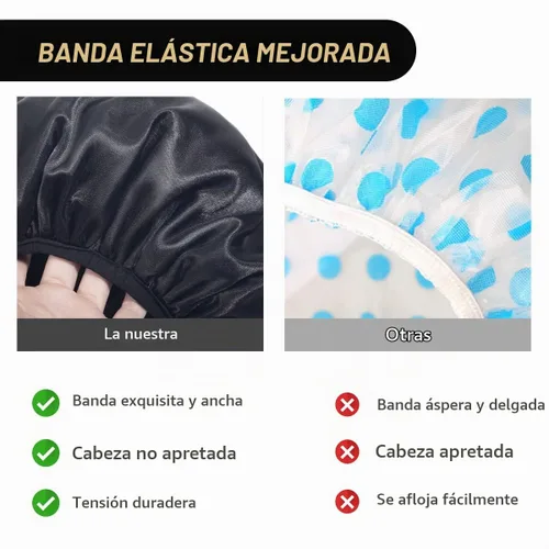Vista 4 de Aquior Gorro de ducha extra grande para hombres, satén EVA de doble capa, impermeable, reutilizable, para mujeres, cabello largo
