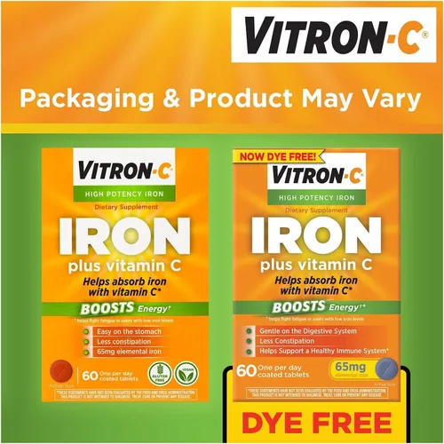 Vista 3 de Vitron-C Suplemento de hierro Plus tabletas recubiertas de vitamina C 60 unidades (paquete de 4)