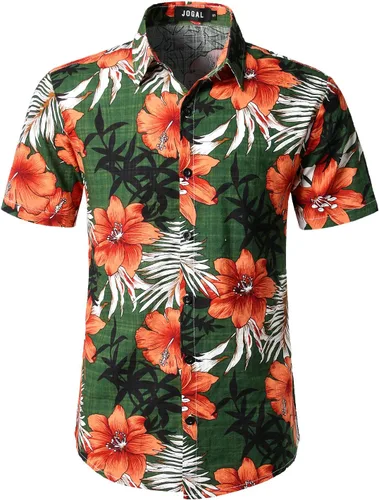 Vista 3 de Jogal - Camisa hawaiana de manga corta con botones para hombre