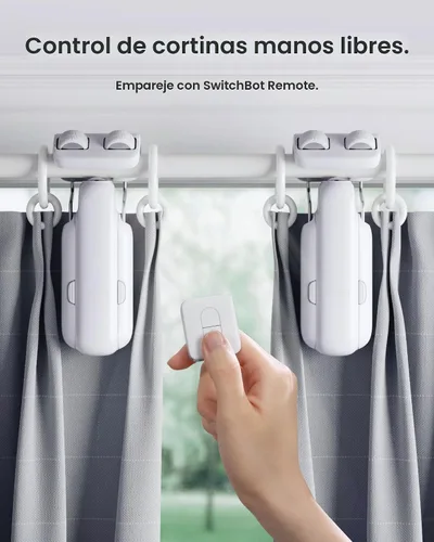 Vista 4 de SwitchBot - 2 paquetes de abridor de cortinas inteligente automático con Hub3 - Control remoto Bluetooth con aplicación/temporizador, motor de alto