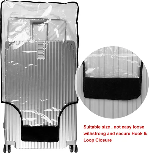 Vista 6 de Funda protectora de equipaje de PVC transparente de 20, 24, 28, 30 pulgadas, funda de equipaje con ruedas (20 pulgadas), Claro