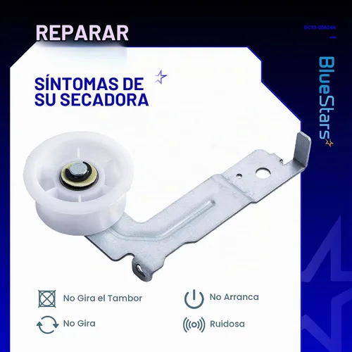 Vista 5 de [Rodamientos de Bolas Dobles Mejorados] Polea Tensora de Secadora BlueStars DC93-00634A con Clip Resistente – Compatible con Secadoras Samsung