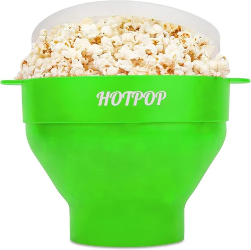 Vista 26 de El Hotpop Original - Palomitero para microondas, Popcorn, contenedor de silicona para hacer palomitas de maíz, cuenco plegable sin BPA y apto