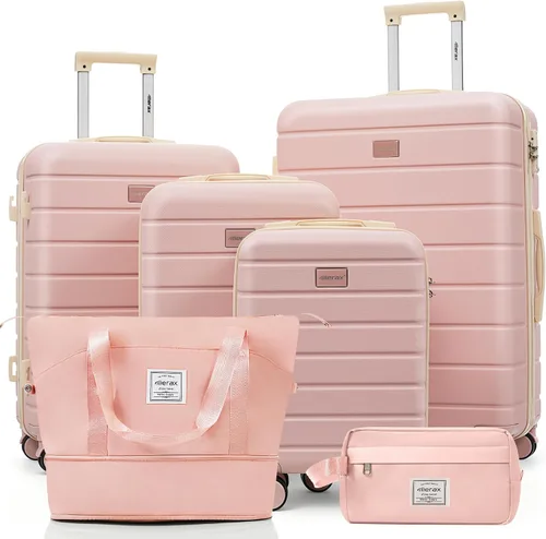 Vista 22 de Merax 3 piezas expandible ABS Hardshell equipaje Sets Spinner Wheel Maleta TSA Lock Suit Case, Apertura frontal negra, Juego de 2 piezas, Maleta