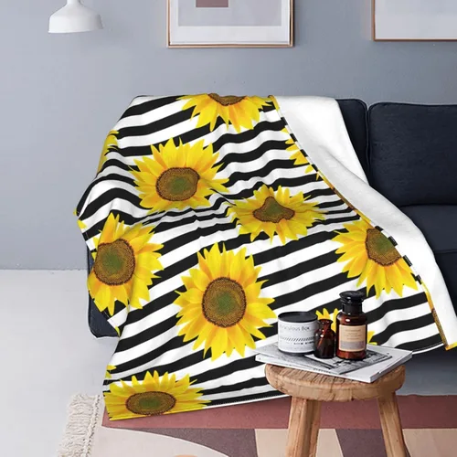 Vista 9 de Manta de girasol, suave, cálida, ligera, acogedora manta de felpa para cama, sofá, oficina, decoración de regalos para niños y mujeres, 80 x 60