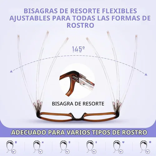 Vista 3 de Kerecsen Gafas de lectura, 5 pares de lentes de lectura de moda para mujer, bisagra de resorte con patrón impreso para mujer (5 marrones, 0.5, x)
