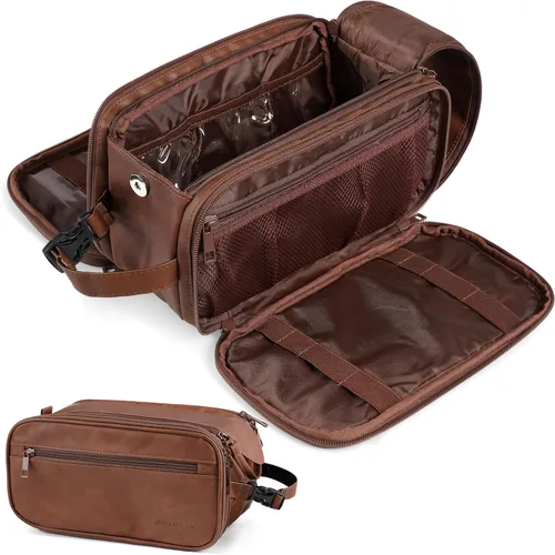 Vista 11 de PAVILIA Neceser para hombres y mujeres, bolsa de viaje, estuche organizador de artículos de tocador, artículos esenciales de viaje, kit de afeitado