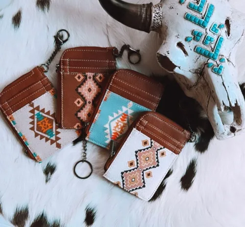 Vista 2 de Montana West Wrangler - Cartera para tarjetas de crédito azteca bohemia para mujer