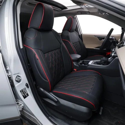 Vista 19 de EKR - Juego completo de fundas de asiento de cuero para automóvil de ajuste personalizado (color negro)