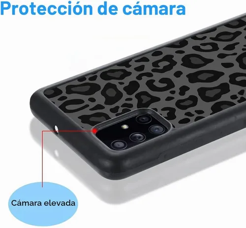 Vista 4 de KANGHAR - Carcasa compatible con Galaxy A71 5G, diseño de leopardo negro