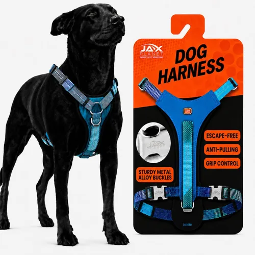 Vista 13 de Arnés para perro sin tirones con asa, arnés de entrenamiento de control de agarre para perros medianos, anillo en D frontal, reflectante, seguro