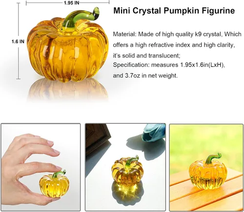 Vista 9 de LONGWIN Paquete de 1 figura de fresa de cristal y 1 figura de calabaza de cristal, fruta y verdura, decoración de cocina para el hogar