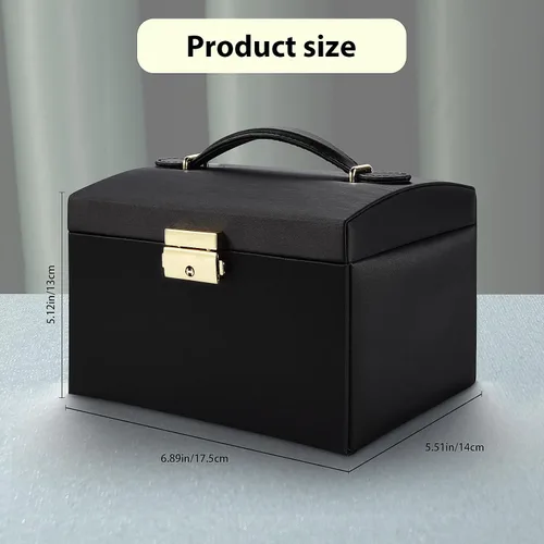 Vista 6 de Joyero para niñas y mujeres, organizador de joyas de 3 capas con piel sintética, estuche de viaje con espejo, almacenamiento de joyas para aretes