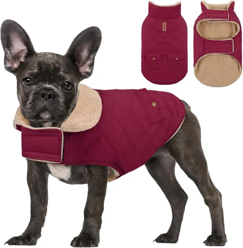Vista 18 de Abrigo de invierno para perros pequeños, chaqueta sólida para cachorros, abrigo cálido para mascotas para clima frío, prendas acolchadas resistentes