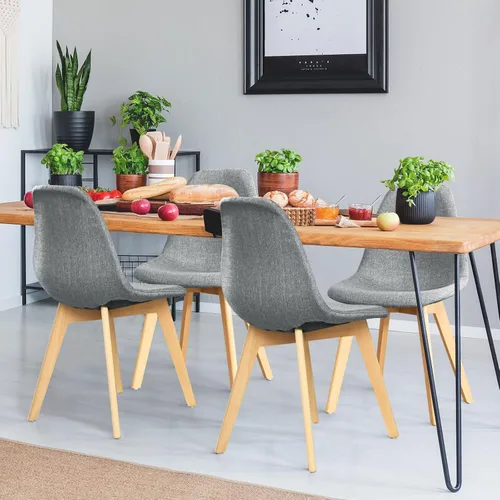 Vista 9 de giantex - juego de 4 Sillas de comedor con patas de madera, diseño moderno