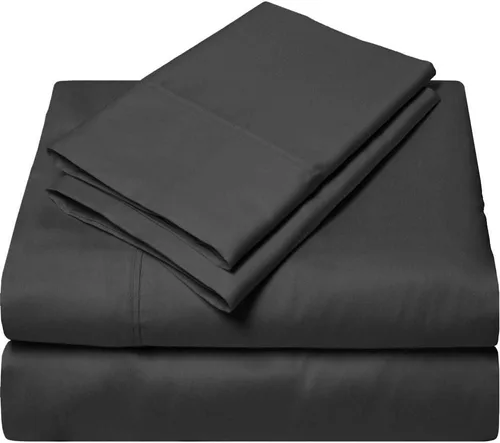 Vista 7 de Juego de sábanas de 800 hilos de 4 piezas, 100% algodón egipcio, tamaño individual, color negro, sábanas y fundas de almohada de algodón de fibra