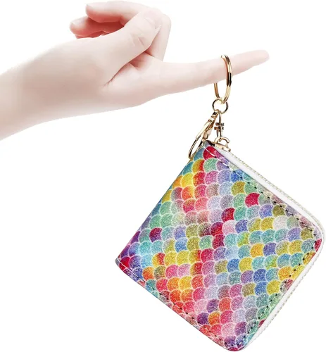 Vista 58 de GEEAD - Monedero pequeño con purpurina para mujer o niña, con anillo para llavero