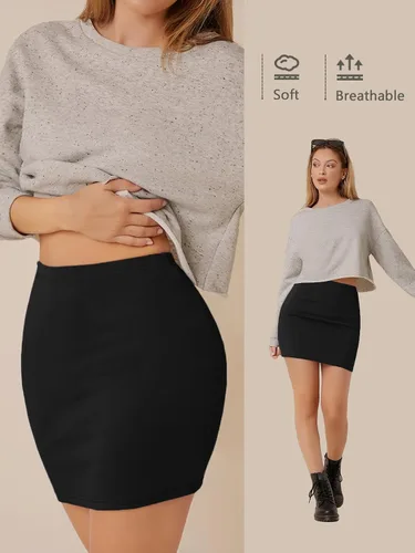 Vista 4 de SOLY HUX Minifalda elástica de cintura alta para mujer