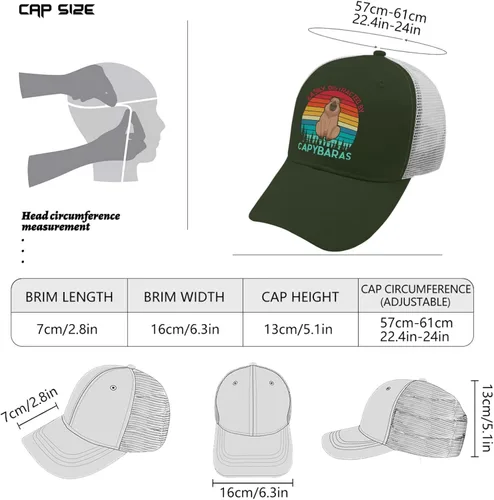 Vista 4 de devor Hats Easily Distracted by Capybaras Baseball Cap for Women Graphic Hat Adjustable