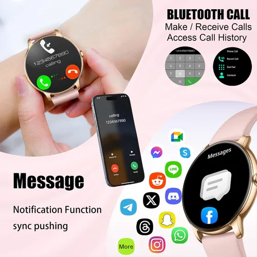 Vista 8 de Reloj inteligente LZBWOL para mujeres ultra delgado, pantalla AMOLED de 1.32", rastreador de fitness con frecuencia cardíaca, oxígeno en sangre