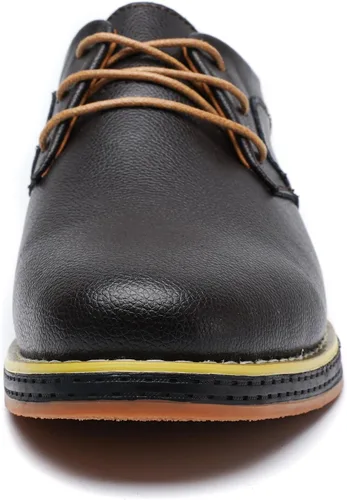 Vista 2 de GSOHINO Zapatos casuales para hombre, con cordones, clásicos, de cuero Oxford, para negocios, formales, cómodos, de moda, suaves, para caminar