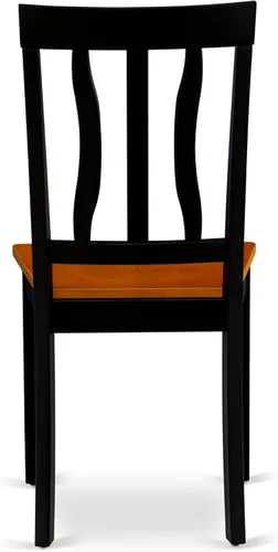 Vista 10 de East West Furniture ANTI3-BLK-W Juego de mesa y sillas de cocina de 3 piezas contiene una mesa de comedor redonda con pedestal y 2 sillas de asiento