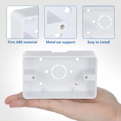 Vista 5 de Baluue Caja de salida de montaje en superficie, caja eléctrica ABS de una sola banda para interruptor de superficie de pared y receptáculo, extensor